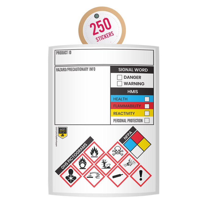 Safety Supply Mart Safety Data Sheet Stickers/MSDS Stickers, 3" x 4", Roll of 250, Tough Tear-Proof, Right To Know- Chemical Identifying and Marking Sticker Decals - Image 1
